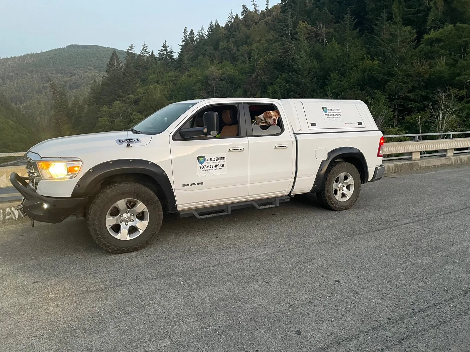 Emerald Security pickup truck on the Martins Ferry bridge